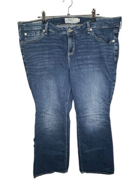 Torrid Medium Wash Mid-Rise Slim Boot Cut Shirt Denim Jeans